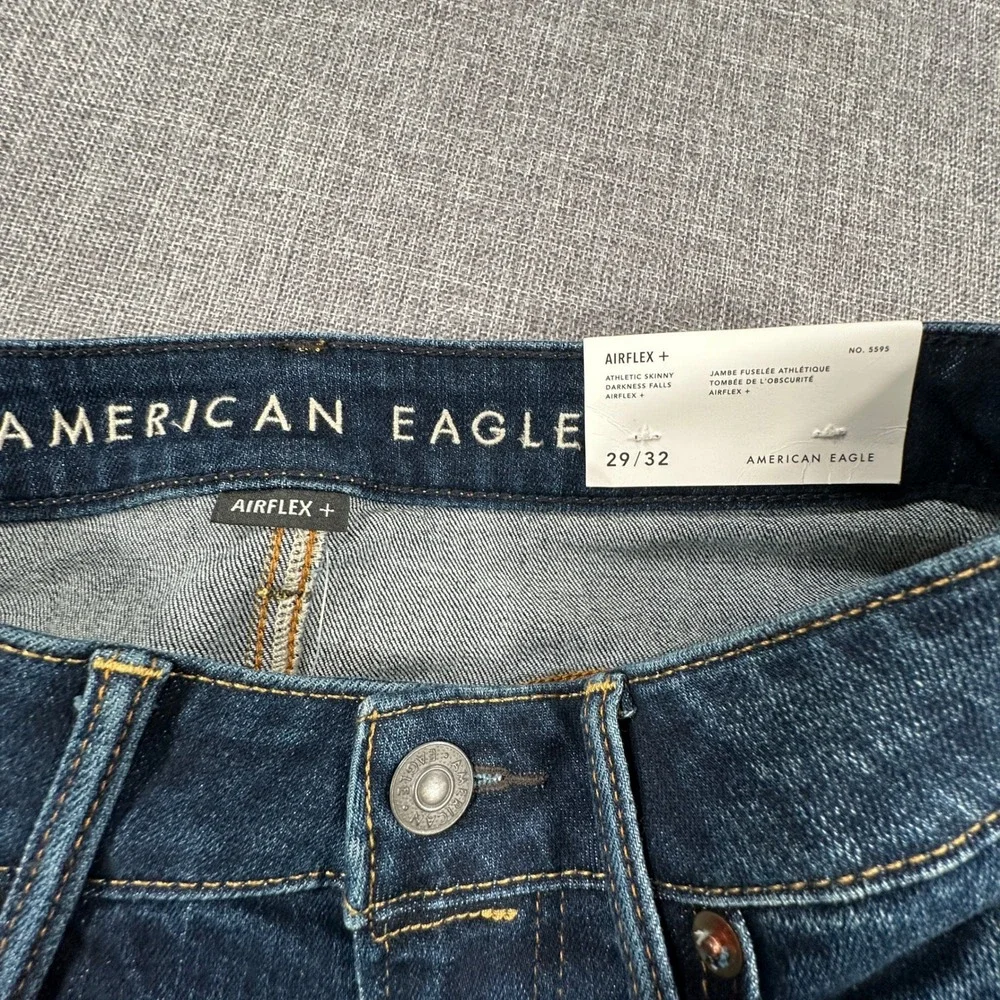 American Eagle Athletic Skinny Jeans Mens 29x32 Dark Wash Airflex Stretch NEW